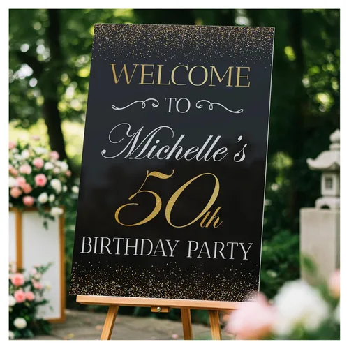 Cartel personalizado para fiesta de bienvenida de 50 aniversario, 50 cumpleaños, 23.6 x 17.7 in, 35.8 x 23.6 in, 18.9 x 14.2 in, cartel