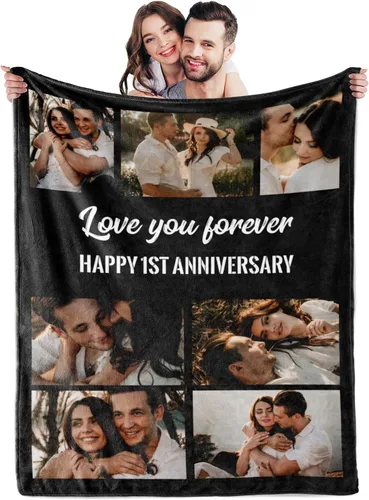 Manta personalizada con texto fotográfico: manta personalizada de 7 imágenes, cumpleaños, aniversario, boda, Navidad, regalos para parejas, manta de
