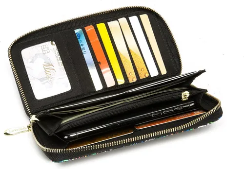 Miniatura 33 de Cartera de mano para mujer, estilo bohemio, con RFID, elegante, espaciosa con correa para viajes, capacidad para tarjetas, teléfono, dinero