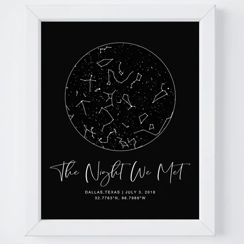 Miniatura 7 de Mapa de Estrellas Personalizado con Fechas y Lugar Específicos - Impresión de Mapa de Constelación Personalizado, Sin Marco - Arte de Pared