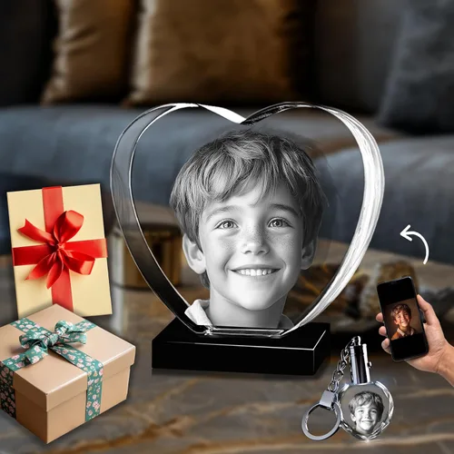 Miniatura 13 de Captur3D - Foto de corazón de cristal 3D, personalizado, con imagen grabada y mensaje, regalo para cumpleaños, boda, recuerdo, día de la madre, San