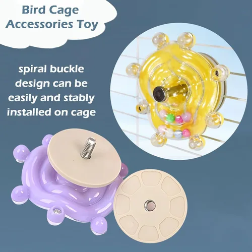 Miniatura 4 de Juguetes para periquitos, juguete de rueda colorida para periquitos, juguete interactivo con sonajero giratorio para loros, juguete para cacatúa