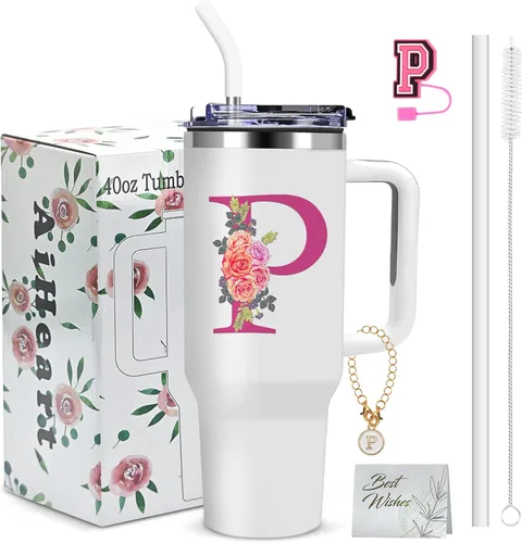 Miniatura 13 de Regalos de cumpleaños para mujeres, vaso con monograma con asa, regalos personalizados para mamá, regalo con monograma para mujer, vasos