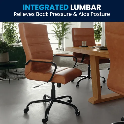 Miniatura 9 de Flash Furniture Whitney - Silla de escritorio giratoria de LeatherSoft con respaldo alto con asiento acolchado y reposabrazos, silla de oficina