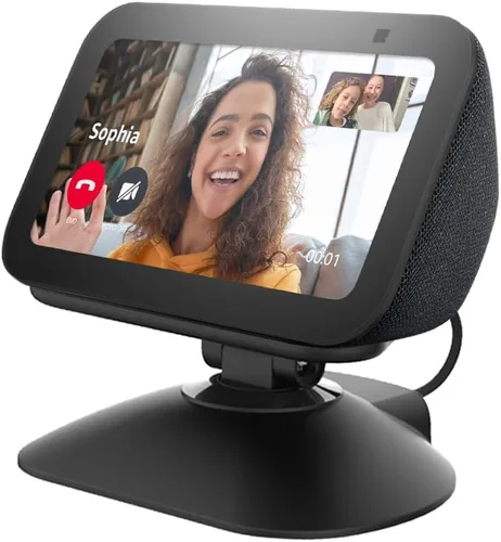 Miniatura 2 de Nuevo soporte de carga ajustable para Echo Show 5 (3ª generación), soporte inclinable + giratorio, rotación multiángulo, base magnética Negro