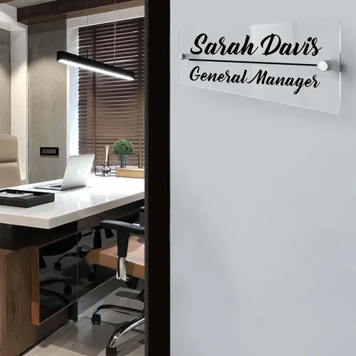 Miniatura 3 de Placa de nombre personalizada para puerta con logotipo de negocios, placa de identificación personalizada para letrero de pared, 2 tamaños, letrero