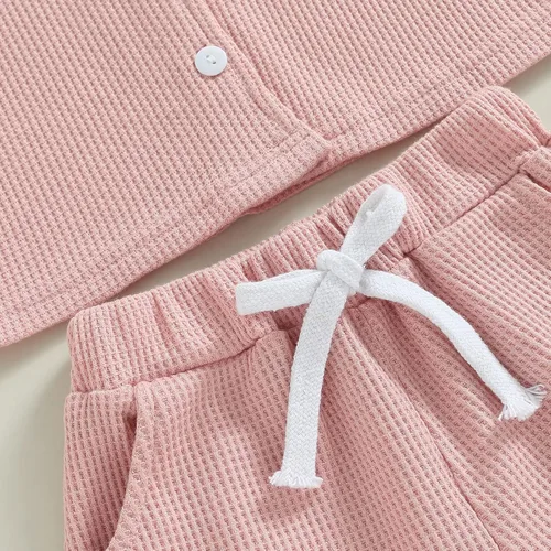 Miniatura 6 de Mubineo Pantalones cortos básicos de verano para bebés y niñas pequeñas, camisa con botones, ropa