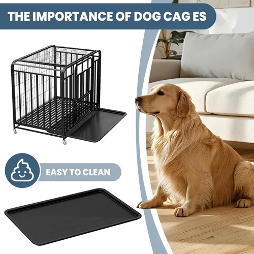 Miniatura 4 de Jaula para perros extra grande de 42 pulgadas, fácil de limpiar, con ruedas bloqueables, perrera indestructible para perros con ansiedad, resistente