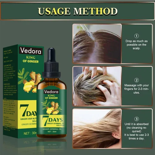 Miniatura 2 de Aceite de jengibre para el crecimiento del cabello, suero de biotina para el crecimiento del cabello, aceite esencial de jengibre natural 100% puro