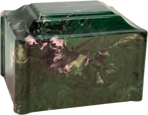 Claremont - Urna de cremación de mármol cultivado, color verde oscuro, tamaño adulto, urna de cenizas humanas para entierro en el suelo,