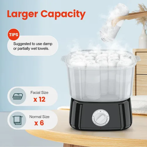 Miniatura 4 de Calentador de toallas calientes, vaporizador de toallas de calentamiento rápido para tratamientos faciales puede contener 12 mini toallas húmedas