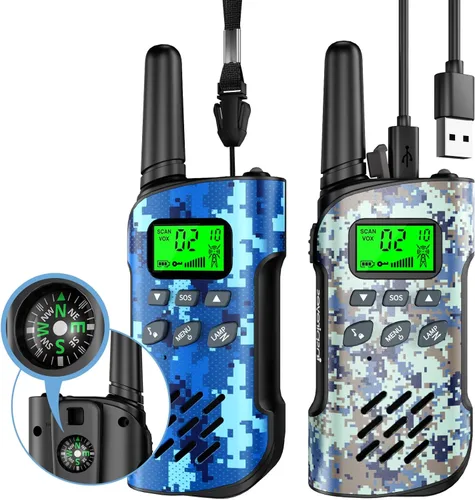 Miniatura 20 de Inspireyes Walkie Talkies para niños, paquete de 2 recargables de largo alcance, juguetes para niños y niñas de 3 a 12 años, juguete de radio de 2