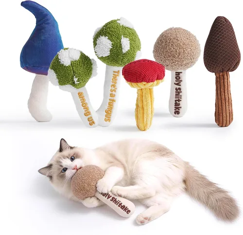 Miniatura 7 de Juego de 3 juguetes de hierba gatera – Pescado, chile y pepino, juguetes de peluche para gatos de interior, juguetes interactivos naturales rellenos
