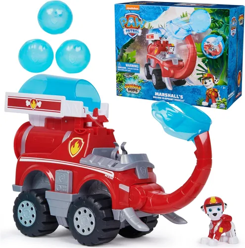 Paw Patrol Jungle Pups, Camión de bomberos de elefante Marshall con lanzador de proyectiles, camión de juguete con figura de acción, juguetes para