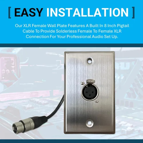 Miniatura 4 de DIYTECH Placa de pared XLR premium, sin soldadura, placa de pared de audio, para instalación de audio profesional (hembra a hembra 1 puerto)