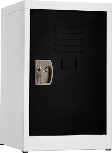 AdirOffice Armario de almacenamiento de metal de acero para niños, organizador de almacenamiento resistente con llave y varillas para colgar para el