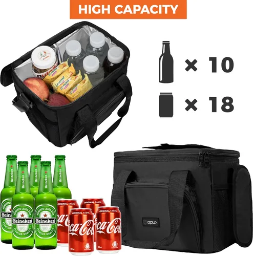 Miniatura 2 de OPUX Bolsa de enfriador suave, bolsa de almuerzo plegable aislada para hombres, trabajo, camping, playa, viaje, portátil, de lado suave, Negro