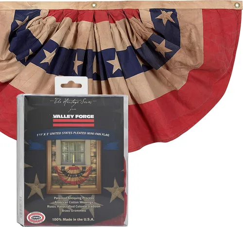 Miniatura 4 de Valley Forge, Bandera estadounidense, algodón, 3 x 5 pies, 100% fabricada en Estados Unidos, rayas cosidas, estrellas bordadas, ojales de latón