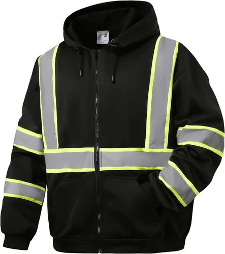 SKSAFETY Sudaderas de Seguridad de Alta Visibilidad para Hombres - Chaqueta con Capucha Reflectante de Alta Visibilidad Clase 3, Sudadera con