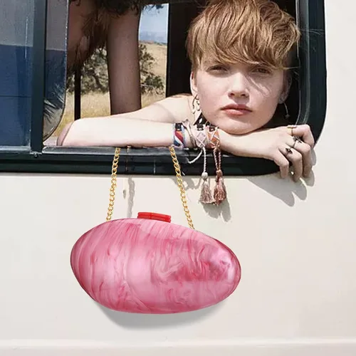 Miniatura 6 de Gets Monederos y bolsos de acrílico para mujer, con forma de concha, bolso cruzado con cadena, bolso de mano para boda y noche