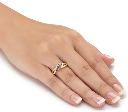 Miniatura 5 de PalmBeach Yellow Gold-plated Multi Color Simulated Gemstone and Cubic Zirconia 5 Piece Ring Set