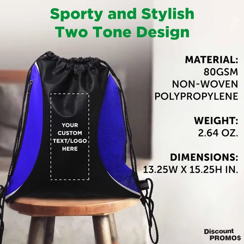 Miniatura 26 de DISCOUNT PROMOS Juego de mochilas con cordón no tejidas personalizadas de 10/50/100, paquete personalizado a granel