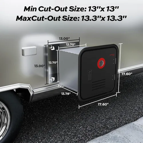 Miniatura 8 de Calentador de agua FOGATTI RV sin tanque, 66,000 BTU máximos, calentador de agua caliente para RV, tanque de mezcla incorporado, puerta negra
