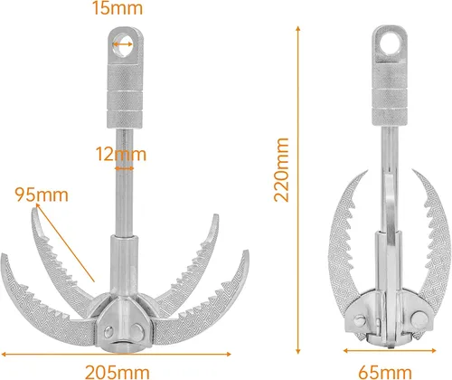 Miniatura 4 de Material fuerte y duradero, amplia gama de usos al aire libre, garras plegables para un fácil agarre, compacto y apto para viajes, cuerda de nailon