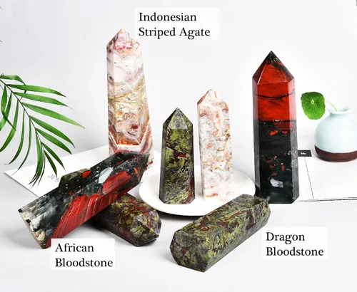 Miniatura 7 de AMOYSTONE Obelisco de Piedra de Sangre Africana Varita de Cristal Curativo Grande Torre Columna Facetada de 6 Lados Reiki Chakra Meditación Terapia