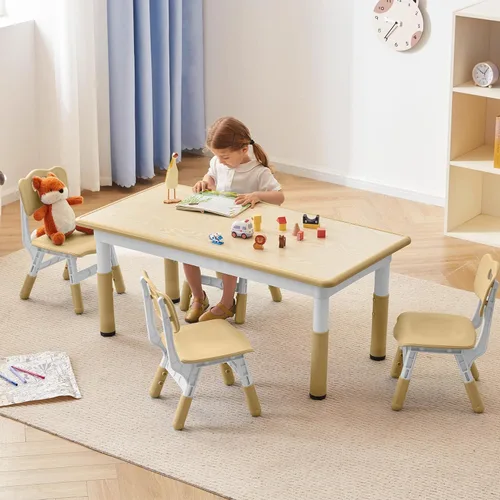 GITAWUSA Juego de mesa y sillas de estudio para niños, juego de mesa y sillas para niños de 3 a 8 años, escritorio de graffiti (madera)