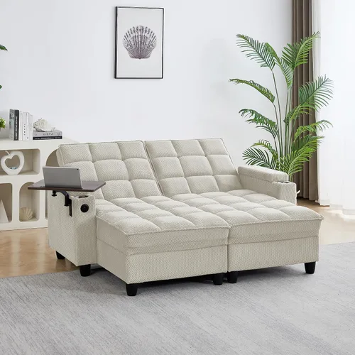 Miniatura 22 de Auvsoce - Sofá cama biplaza de 65 pulgadas, sofá convertible para sala de estar, sofá para RV con respaldo ajustable, chaise longue, mesa lateral