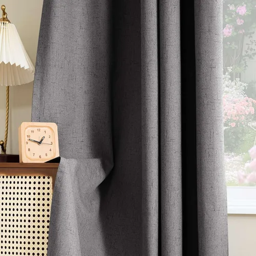 Miniatura 37 de H.VERSAILTEX - Cortina opaca 100 % de lino de 108 pulgadas de largo para dormitorio, con aislamiento térmico, lino texturizado, ahorro de energía