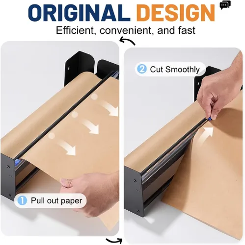 Miniatura 3 de Perkhomy Dispensador y cortador de rollos de papel de 48 pulgadas, montaje en pared, mesa antideslizante, papel de kraft, congelador, carnicero