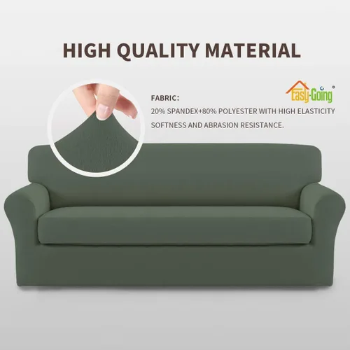 Miniatura 3 de Easy-Going Funda de Sofá Elástica de Microfibra de 2 Piezas – Cubierta de Sofá Suave Ajustada de Spandex, Protector de Muebles Lavable con Parte