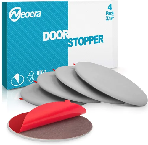 Neoera - Tope para puerta de pared de goma suave redonda, protector de pared de silicona, 9.8 pies, autoadhesivo para puerta Gris