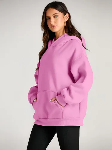 Miniatura 3 de Trendy Queen - Sudaderas extragrandes con capucha para mujer, suéteres de manga larga, sin botones, de vellón, de otoño, ropa de invierno