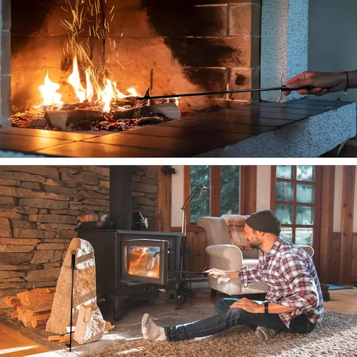Miniatura 7 de SIMOND STORE Poker para hogueras de 36 pulgadas, resistente con recubrimiento en polvo resistente a la corrosión, póquer para chimenea