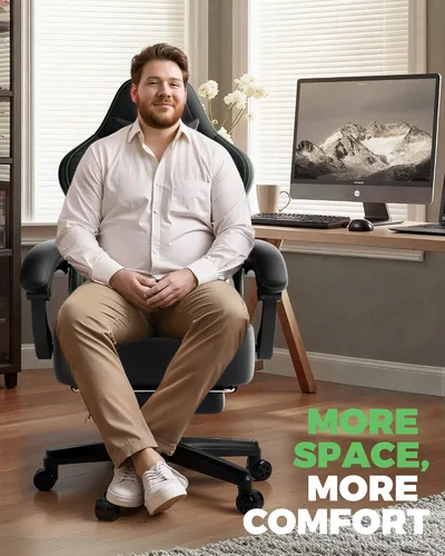 Miniatura 3 de GTPLAYER Silla de juegos grande y alta con reposapiés, sillas de videojuegos de asiento extra ancho para adultos - Respaldo alto ergonómico