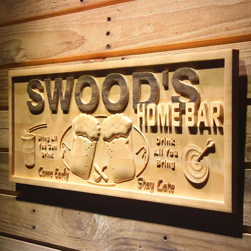 Miniatura 31 de ADVPRO wpa0053 - Letrero personalizado con nombre grabado en 3D de madera para el hogar, bar, cerveza, decoración del hogar, placas de casa de lago