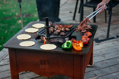 Miniatura 12 de Black Earth Teppan XL - Parrilla de leña - Rejilla de acero al carbono y superficie plana Teppanyaki - Parrilla de 1200 pulgadas cuadradas +