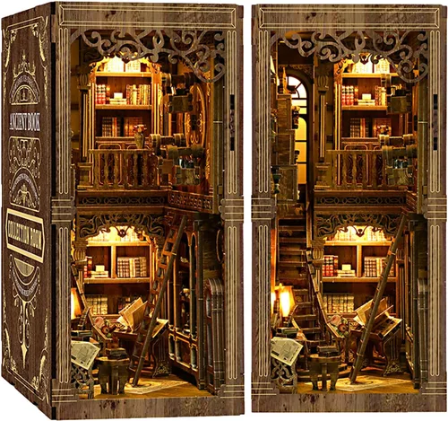 OZJAY Kit de rincón de libros, rompecabezas de madera 3D para adultos, decoración de casa pequeña, kits de manualidades para familiares amigos,