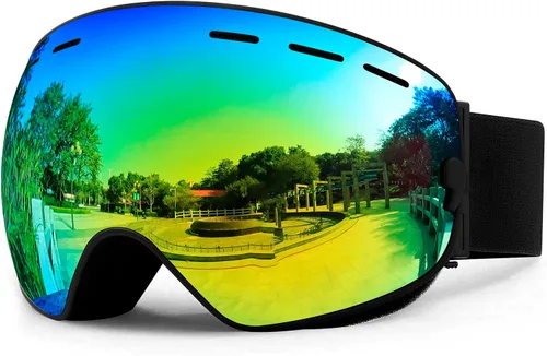 SPOSUNE Gafas de esquí sobre lentes, gafas de nieve para hombres, mujeres, jóvenes, snowboard, esquí, gafas de nieve antivaho UV400 Sg-003-dorado