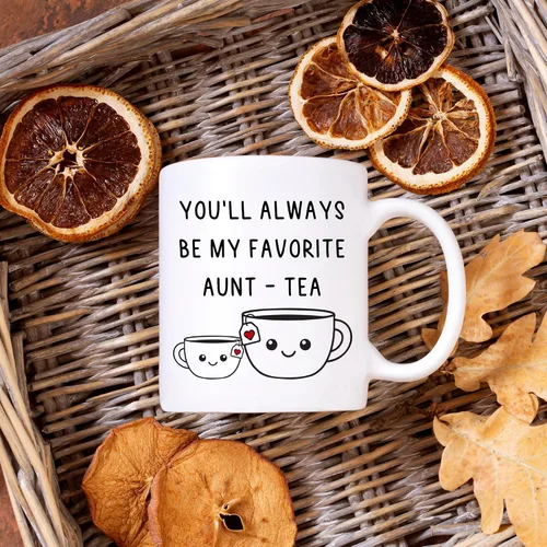 Miniatura 6 de Regalos de Navidad para tía, taza de té de mi tía favorita, taza divertida de la mejor tía de 11oz - Perfecta para cumpleaños, Navidad para tía