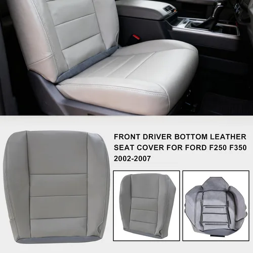 Miniatura 8 de Fundas de asiento inferiores del lado del conductor de cuero de microfibra gris aptas para F250 F350 F450 F550 Super Duty, Lariat XL, FX4 y XLT