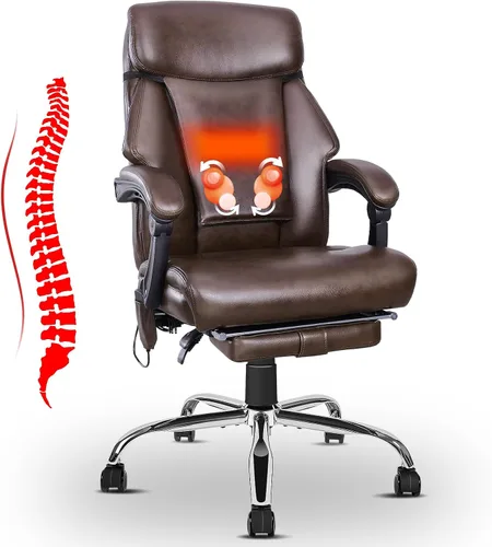 NOBLEMOOD Silla de oficina de masaje amasado con función de calefacción, respaldo 3D, silla de oficina ergonómica de escritorio de masaje, silla de