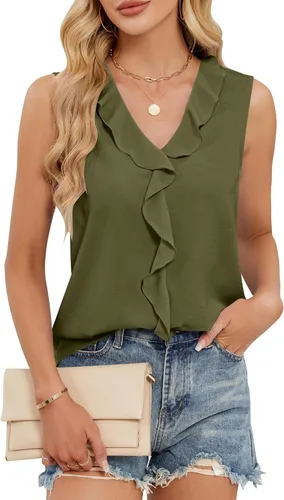 Miniatura 12 de Blooming Jelly Camiseta sin mangas con cuello en V y volantes para mujer