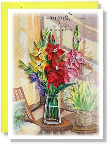 Miniatura 10 de Tarjeta de margarita de cumpleaños de abril, 5 x 7 pulgadas, patrón floral, tarjeta con sobre