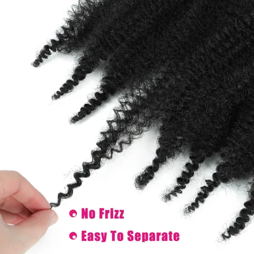 Miniatura 5 de Cabello afro elástico y trenzado de 30 pulgadas 2 paquetes, cabello preesponjado y trenzado elástico pre-estirado para extensiones de cabello suave
