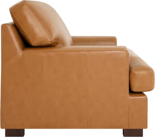 Miniatura 9 de Naomi Home Siggy - Silla decorativa de piel auténtica de 400 libras de capacidad, relleno de cojín de plumas de ganso para comodidad similar a una