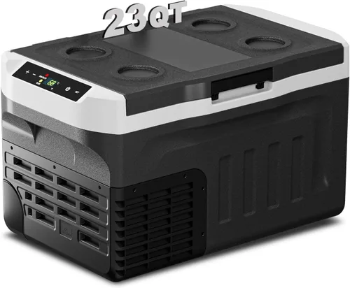 Miniatura 8 de Erivess Refrigerador portátil de 12 voltios, congelador compresor de 12QT (11L), 12/24V CC y 110-240V CA, modo dual -4℉~68℉, refrigerador